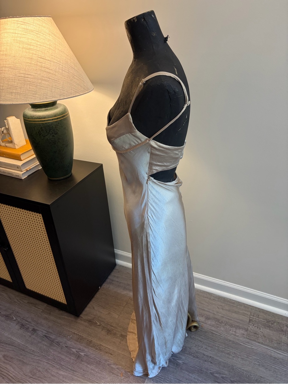 Zara Formal Silky Balconette Style Champagne Slip Dress Size Medium Bridesmaid - Picture 3 of 16
